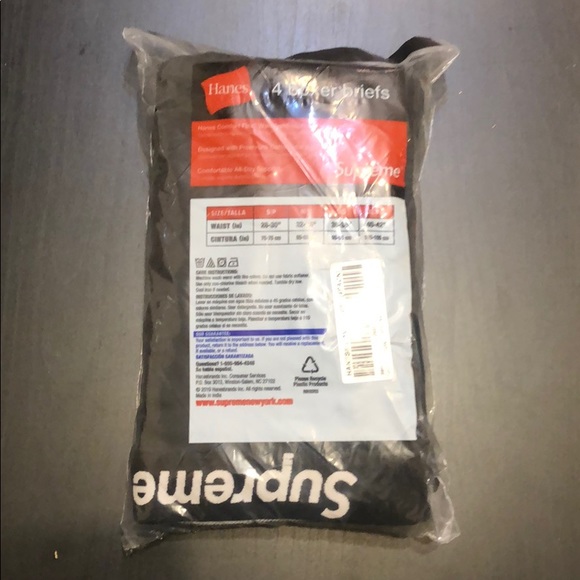 Supreme Hanes Boxer Briefs Black Size L 4 pack - Picture 2 of 3